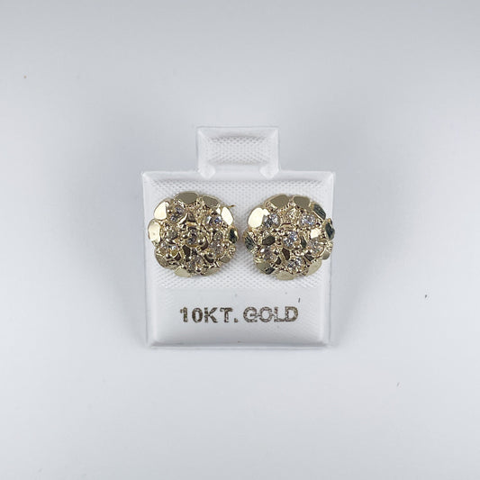 10K Gold 1.6gm Nugget Earrings With Cubic Zirconia