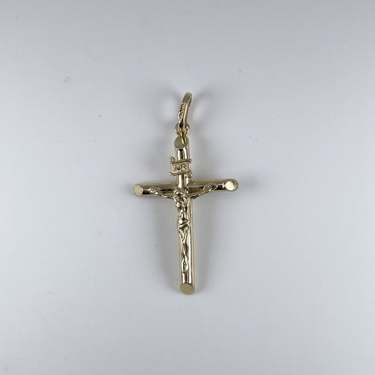 10K Gold 1.6gm Plain Tubing Cross with Jesus