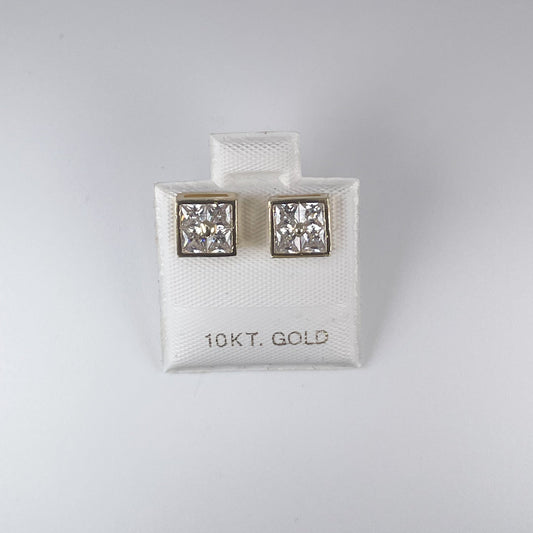 10K Gold 1.6gm Stud Earrings with Cubic Zirconia