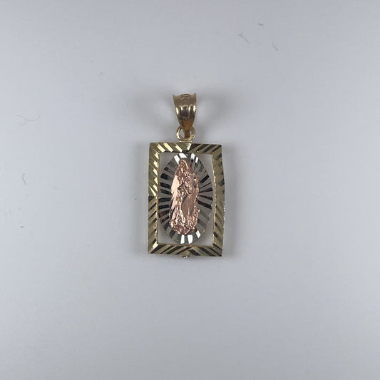 10K Gold 1.7gm 2 Tone Virgin Mary D/Cut Pendant