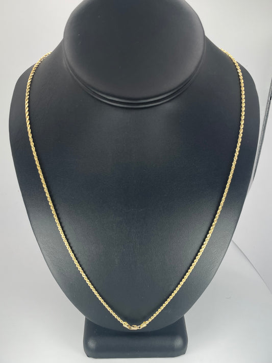 10K Gold 1.8gm Hollow Rope D/Cut 1.8mm 24 Chain