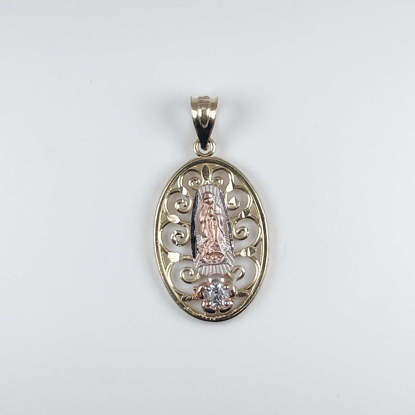 10K Gold 1.9gm 2 Tone with Cubic zirconia Pendant