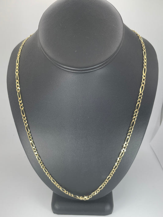 10K Gold 10.9gm Solid Figaro 3.5mm 24" Chain