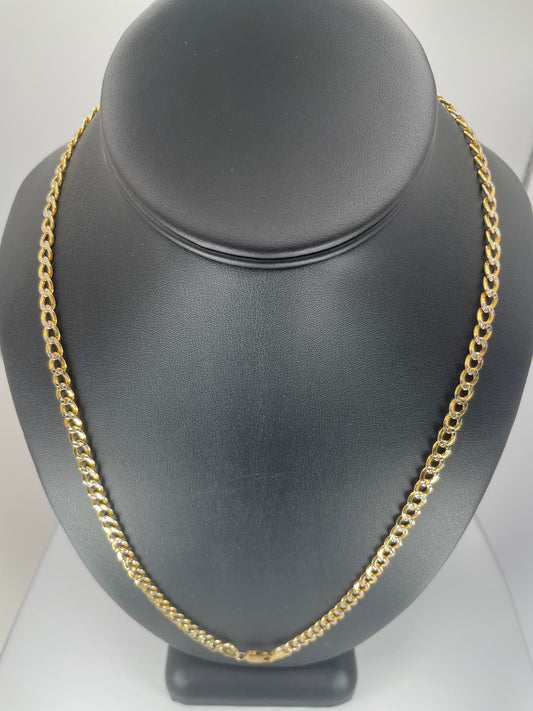 10K Gold 10gm Hollow Curb Link D/Cut 5mm 22 Chain