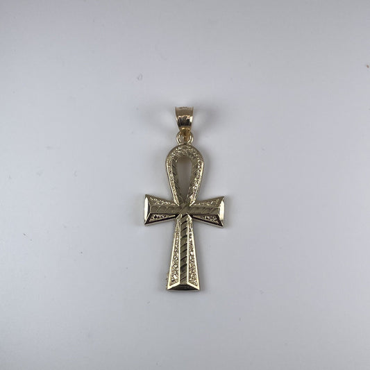 10K Gold 2.1gm Ankh Cross D/Cut Pendant