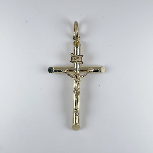 10K Gold 2.2gm Plain Tubing Cross with Jesus