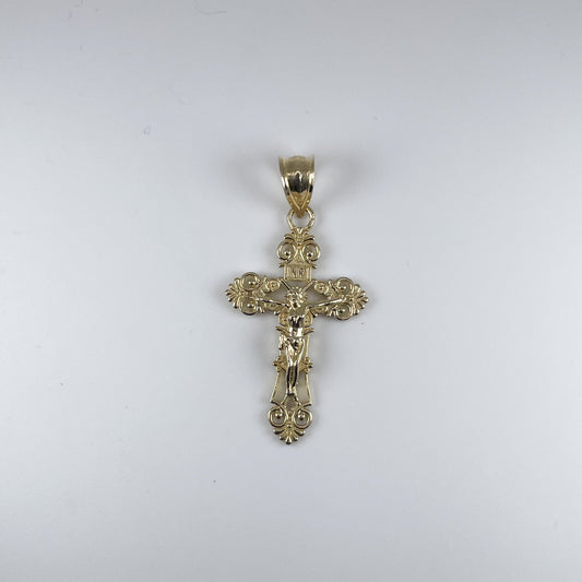 10K Gold 2.3gm Filigree Design D/Cut Coss with Jesus Pendant