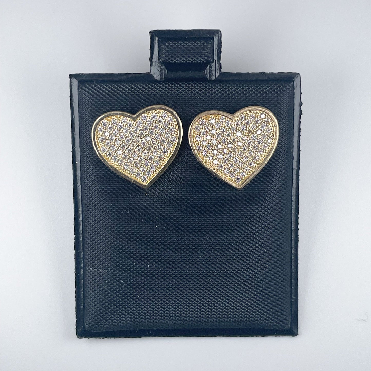 10K Gold 2.5 Stud Heart Earrings with Cubic Zirconia