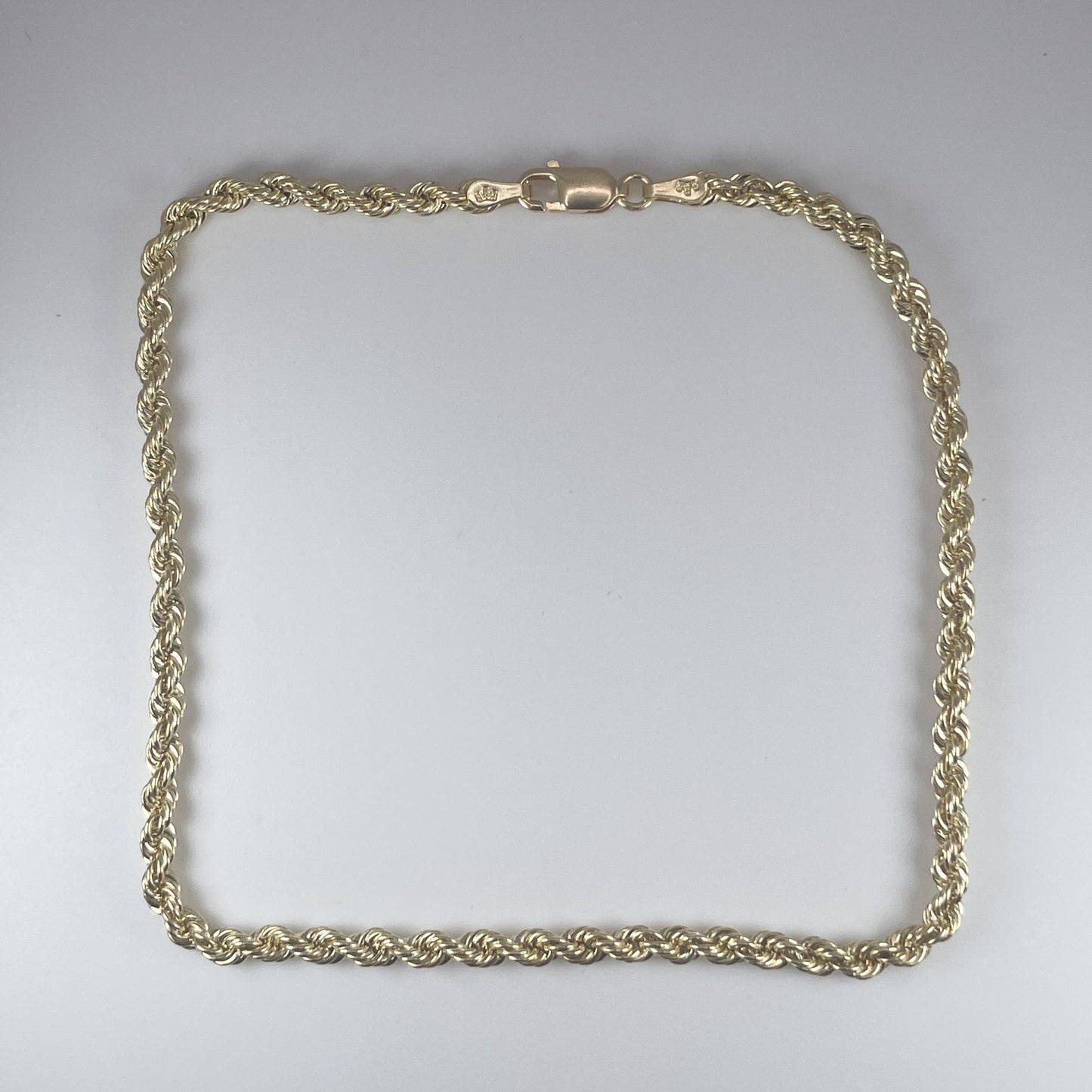 10K Gold 2.8gm Hollow Rope 3mm 10" Anklet $180.00