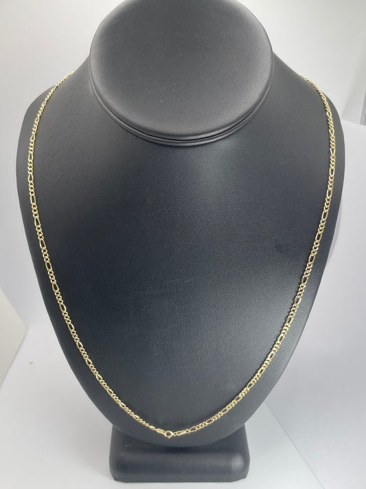 10K Gold 2.9gm Hollow Figaro 2.5mm 24 chain