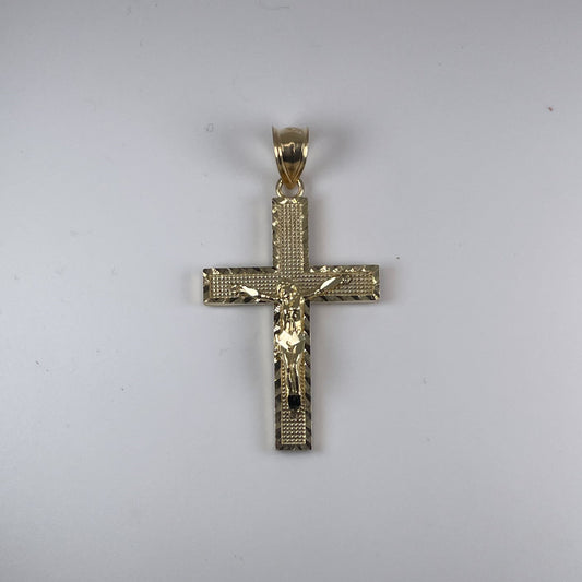 10K Gold 3gm D/Cut Cross with Jesus Pendant