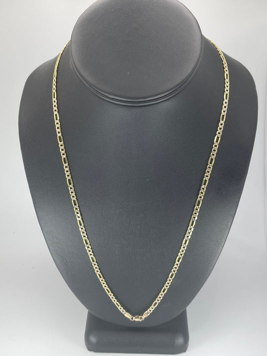 10K Gold 4.5gm Hollow D/Cut Figaro 3.5mm 22" Chain