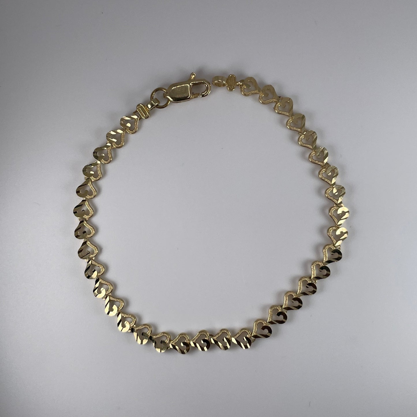 10K Gold 4.6gm Heart Bracelet 7.5"