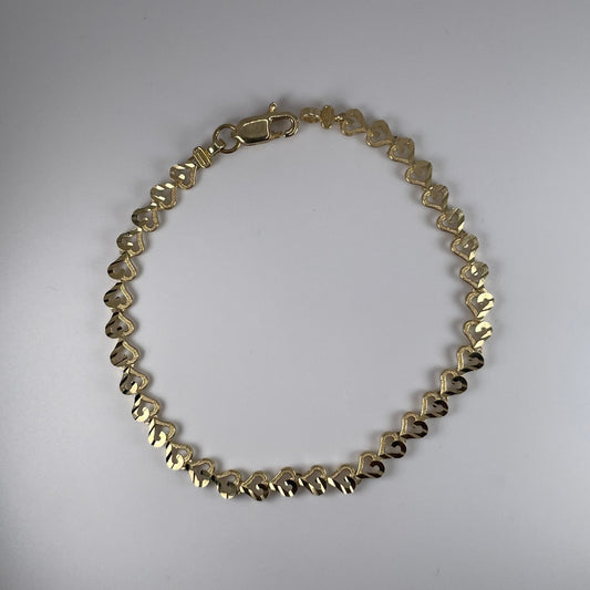 10K Gold 4.6gm Heart Bracelet 7.5"