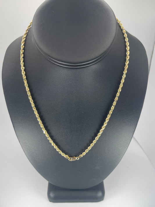 10K Gold 4.7gm Hollow Rope D/Cut 3mm 18 Chain