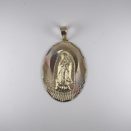 10K Gold 5.2gm Virgin Mary 2 Tone Pendant