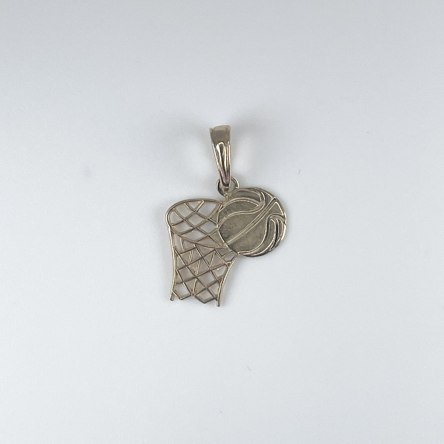 10K Gold Basketball Hoop n net Pendant