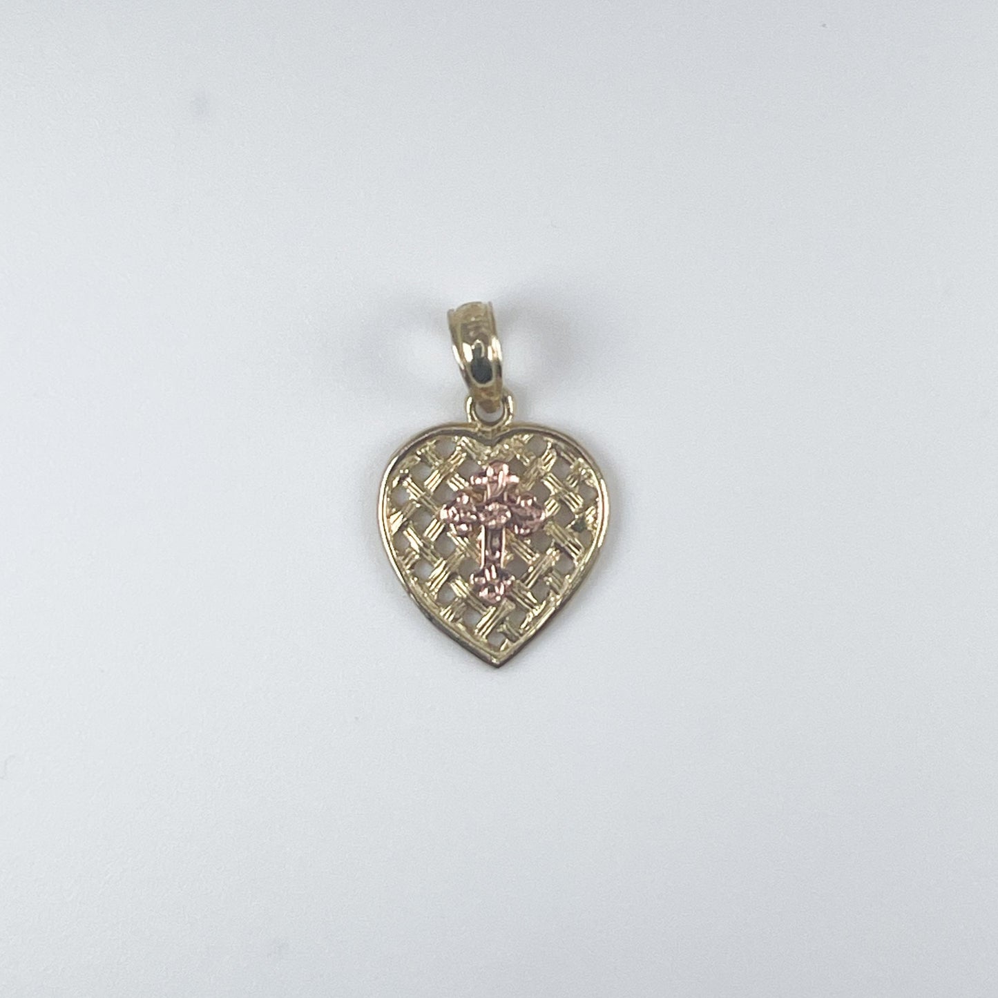 10K Gold Heart 2 Tone with Cross Pendant