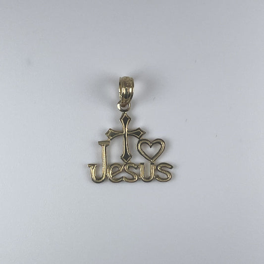 10K Gold Jesus n Cross Pendant