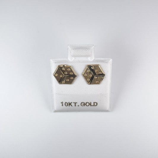 10K Gold 0.7gm Dice Stud Earrings