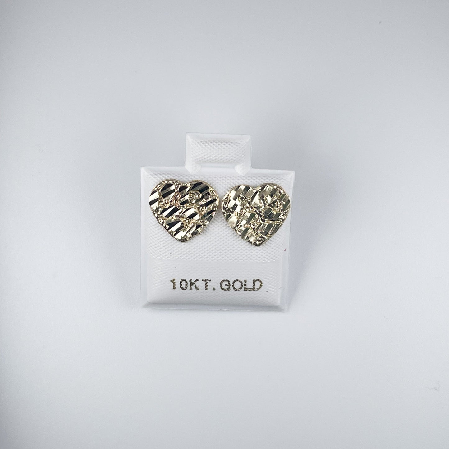 10k Gold 1.1gm Stud Heart Nugget Earrings