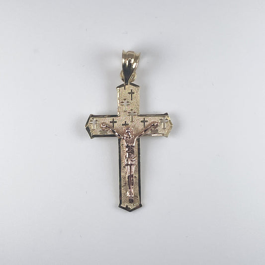 10K Gold 1.6gm Cross 2 Tone Pendant