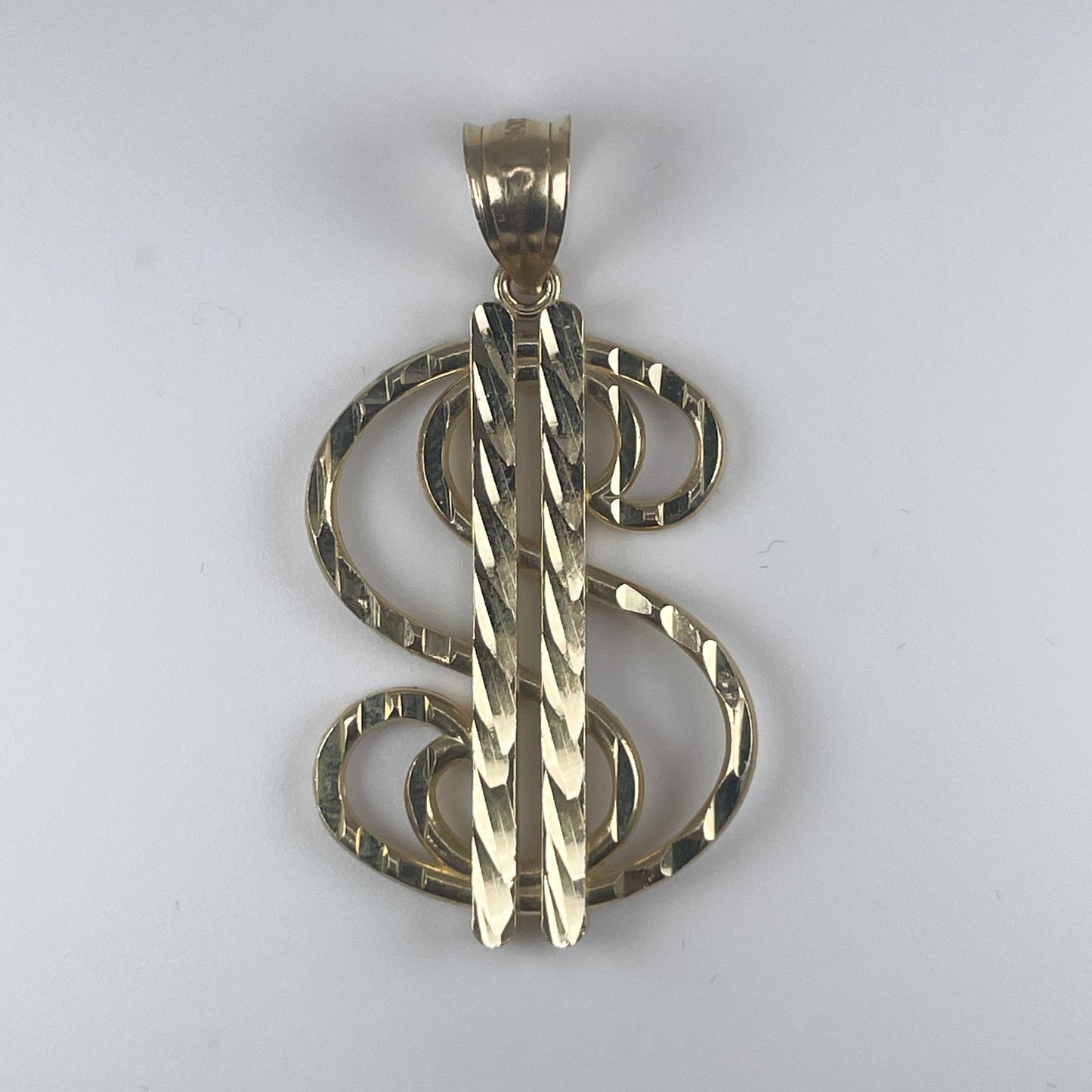 10K Gold 3.1gm Dollar Sign Diamond cut Pendant