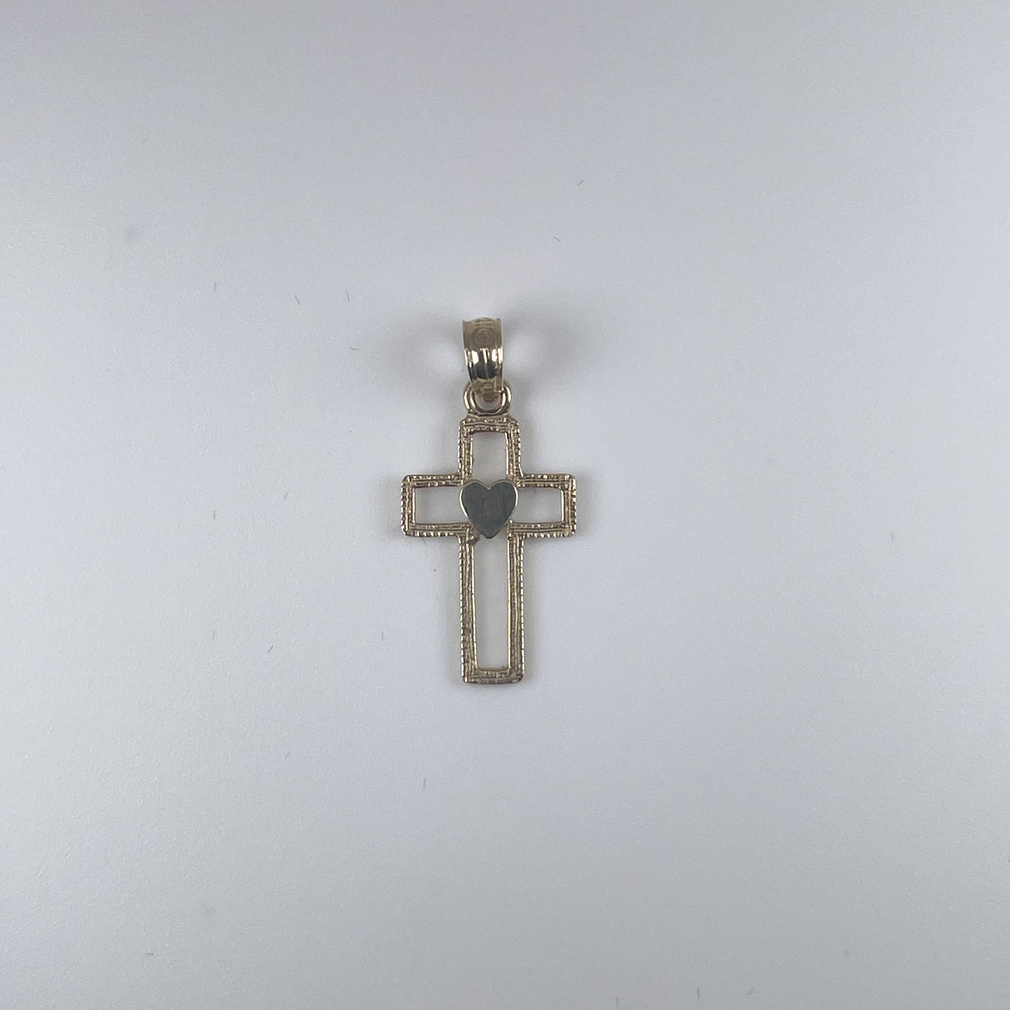 10K Gold Baby Size Cross with Heart