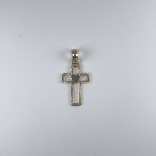 10K Gold Baby Size Cross with Heart