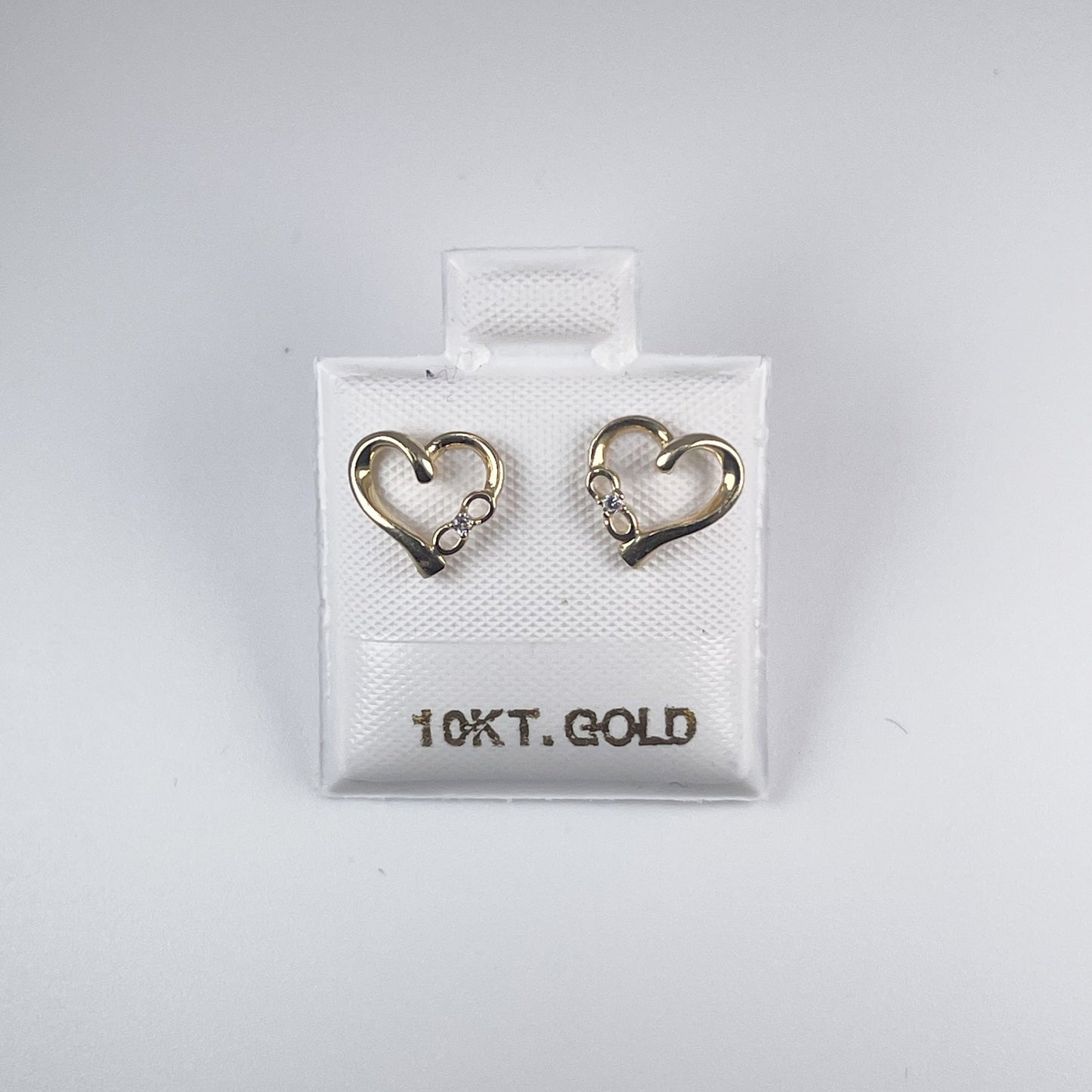 10K Gold Stud Heart Earrings, Screw Back