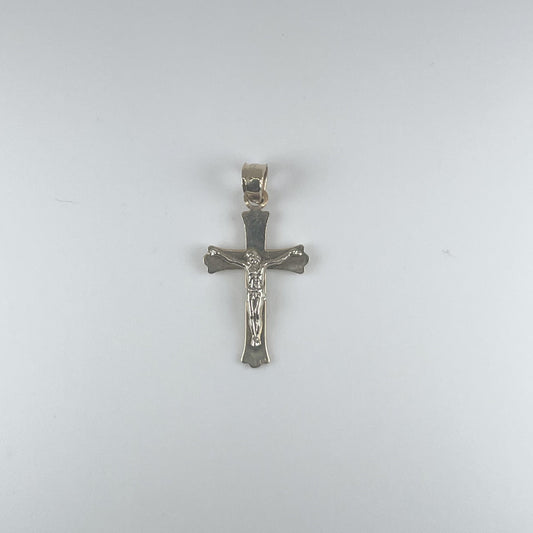 14K Gold 1.1gm 2 Tone Gold Cross with Jesus