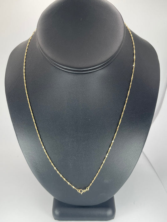 14K Gold 1.2gm Singapore Twist 0.8mm 20" Chain