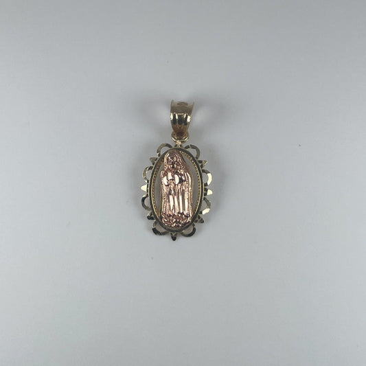 14K Gold 1.3gm 2 Tone Virgin Mary Pendant