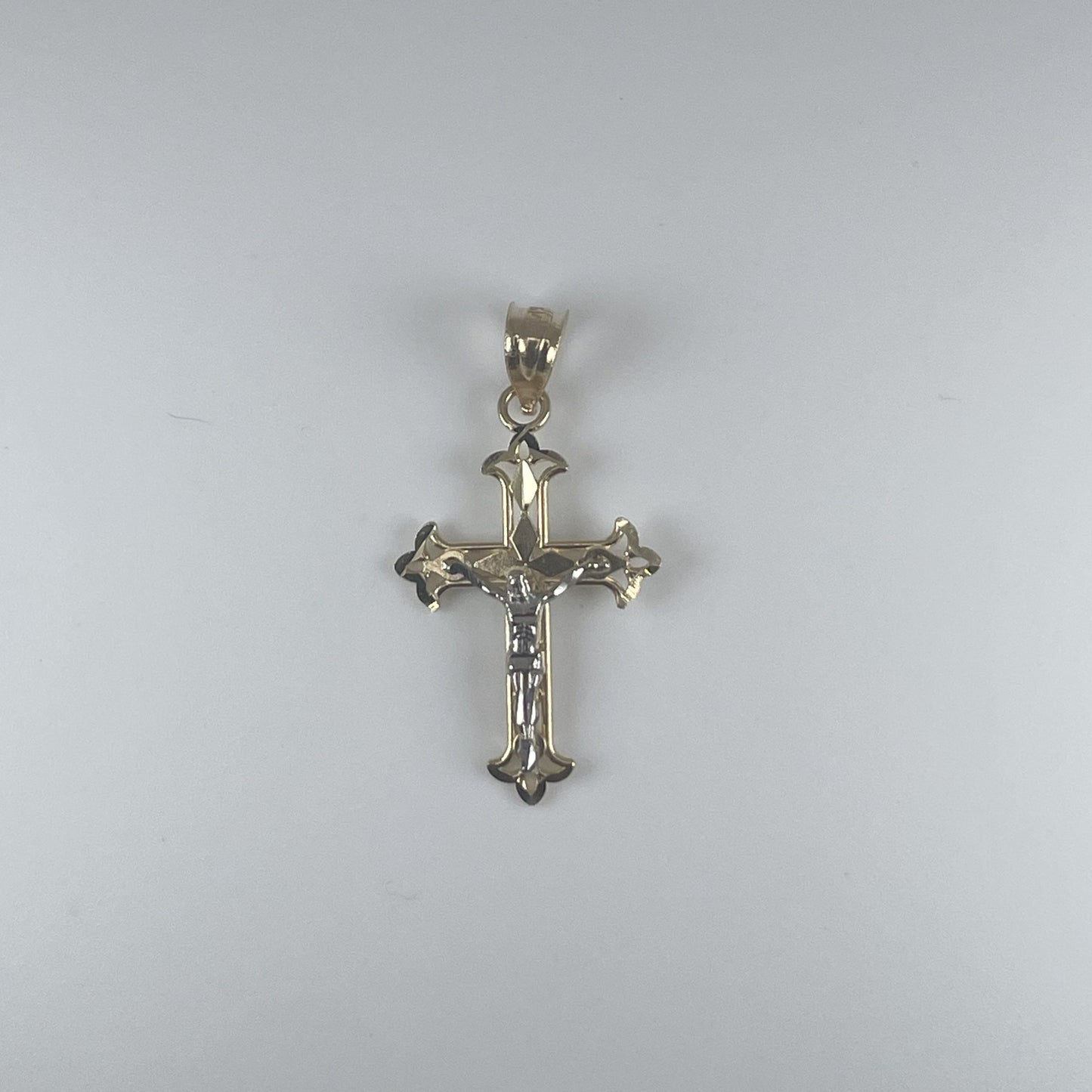 14K Gold 1.4gm 2 Tone Cross with Jesus