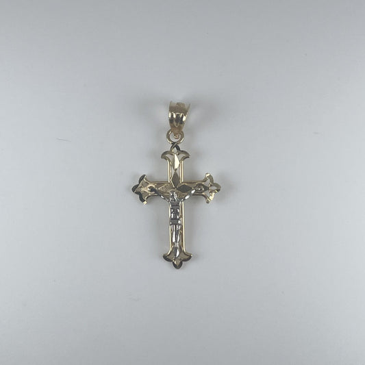 14K Gold 1.4gm 2 Tone Cross with Jesus