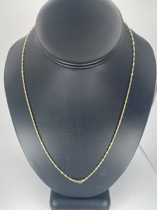 14K Gold 1.9gm Singapore Twist 1mm 20" Chain