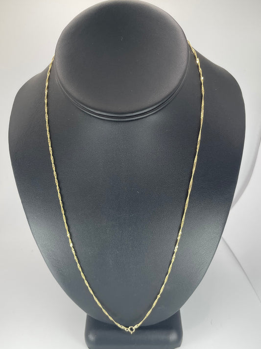 14K Gold 2.1gm Singapore Twist 1mm 22 Chain