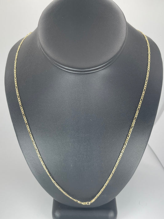 14K Gold 2.2gm Hollow Figaro 2mm 24 Chain