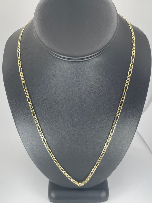 14K Gold 4.2gm Hollow Figaro 4mm 22" Chain