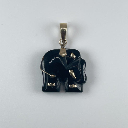 14K Jade Elephant Pendant