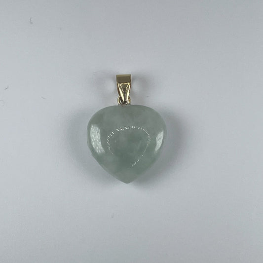 14K Jade Heart Pendant