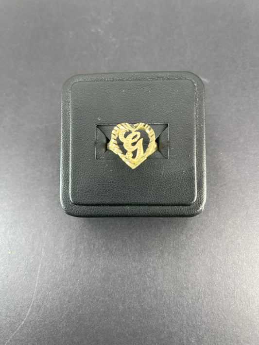 10K Gold Initial Heart Ring