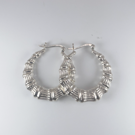 Sterling Silver 1.5 grams Bamboo Hoop Earrings