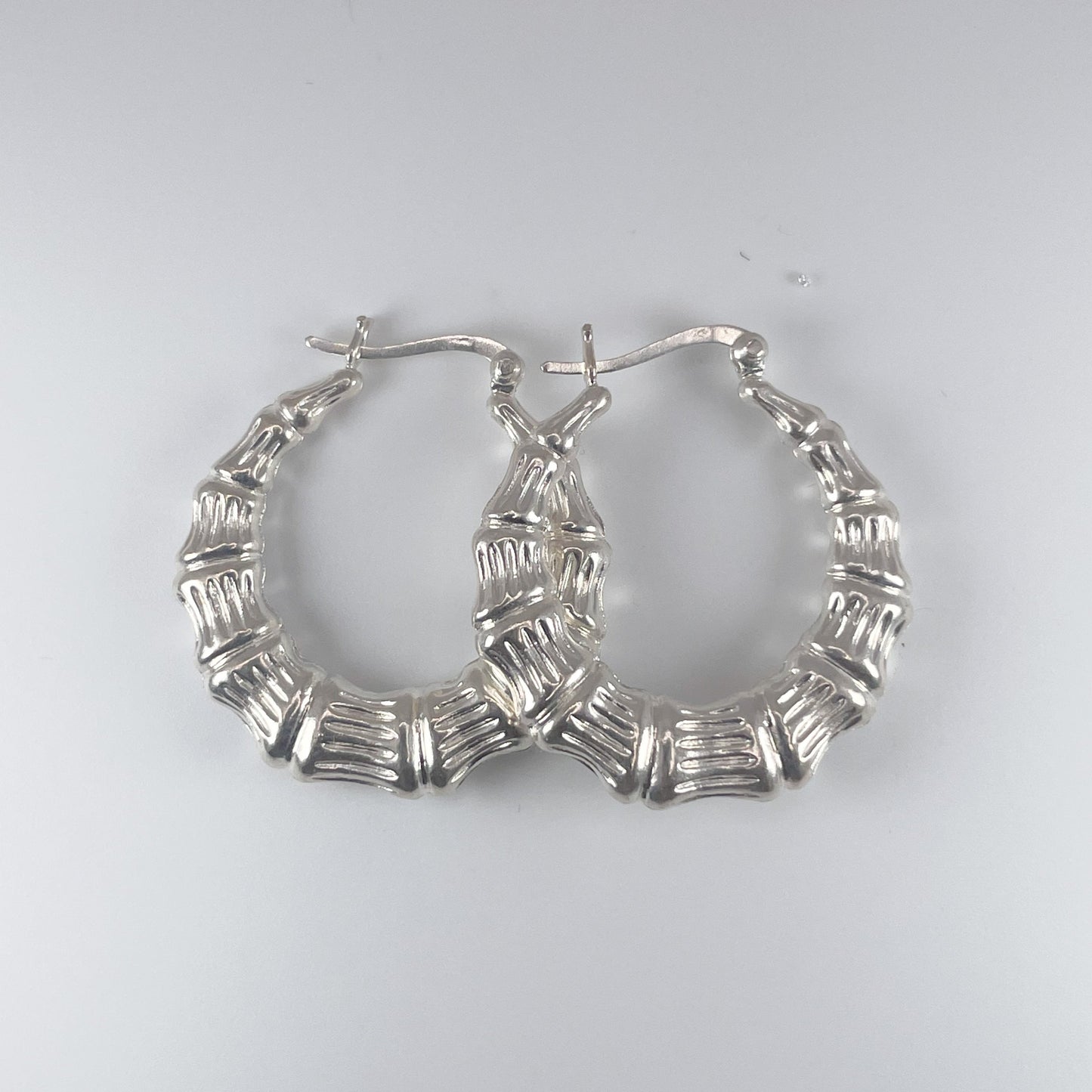 925 Sterling Silver 1,5gm Bamboo Hoop Earrings