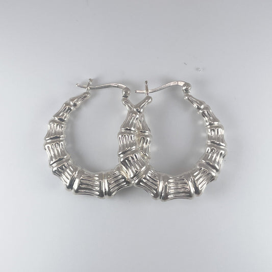 925 Sterling Silver 1,5gm Bamboo Hoop Earrings