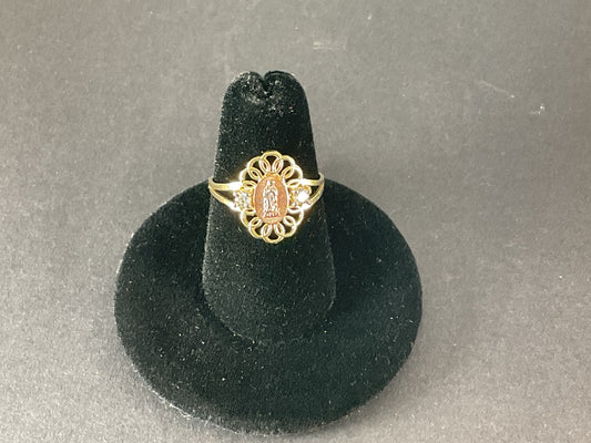 10k Gold Two Tone Virgin Mary Ring 1.6 gm ,size7. $110