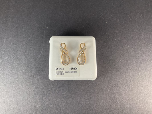 10K YELLOW GOLD DIAMOND EARRINGS SCREW BACK $199