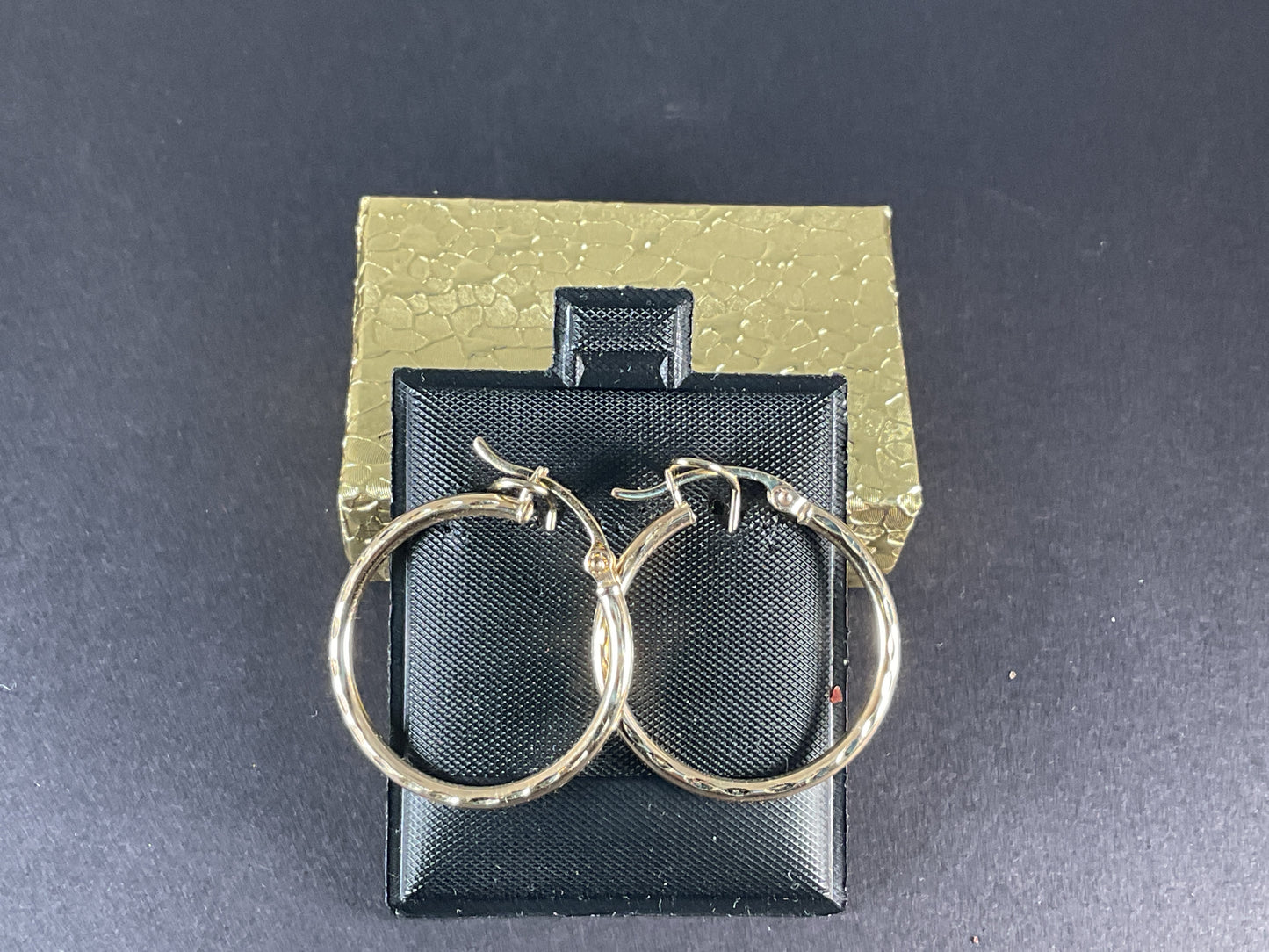 10K Gold Hoop Earrings Diamond Cuts , $89