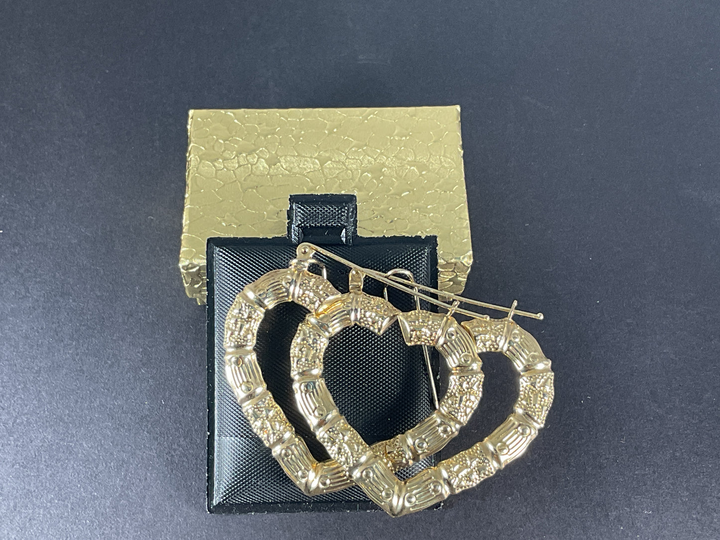 10K Bamboo Heart Hoops 5.6 gm $339