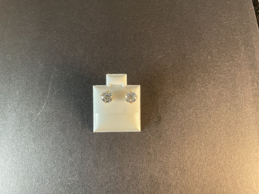 10K GOLD CLEAR CZ STUD EARRING SCREW BACK 6 mm. $42.00